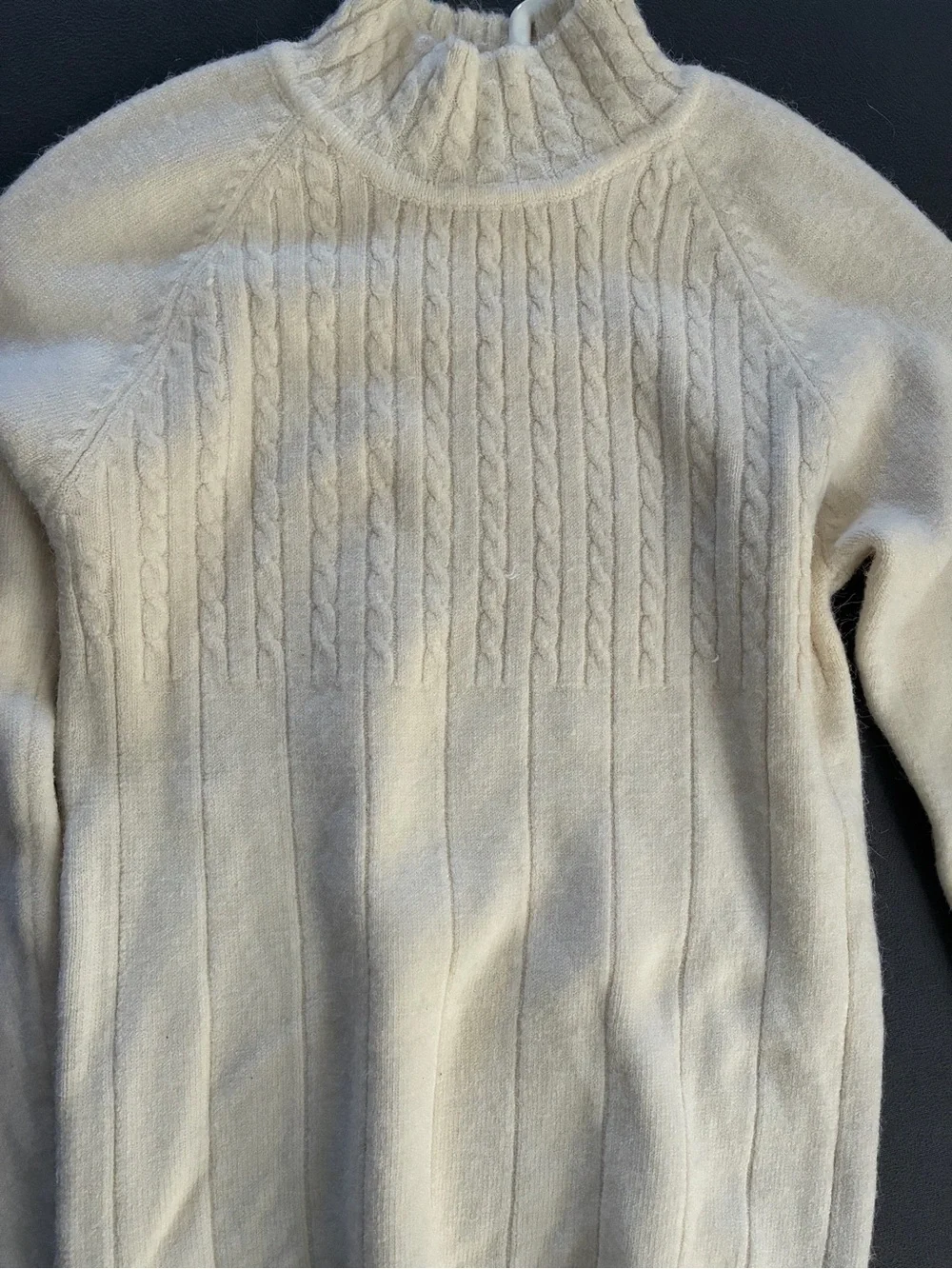 Men's Cream Cable Turtleneck Sweater.